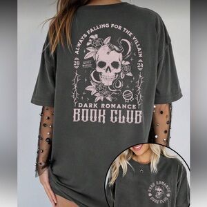 Dark Romance Book Club Baggy Gym Graphic Tee Grey Marl